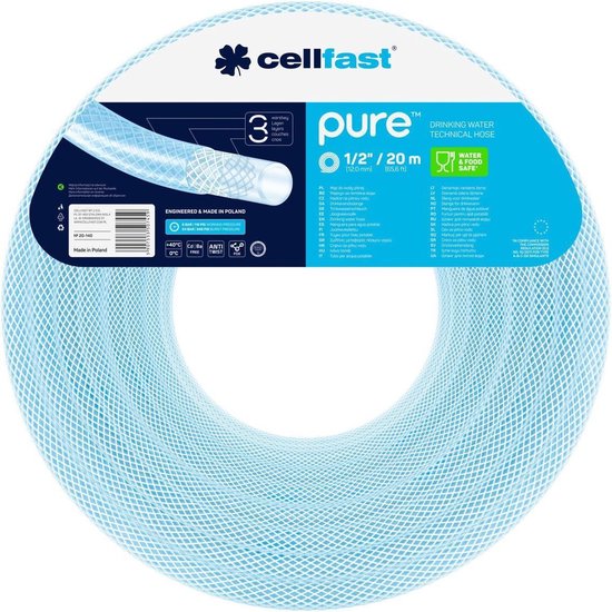 Cellfast 3-laagse drinkwaterslang Cellfast Pure 12,5mm x 2,5mm 20m - Blauw