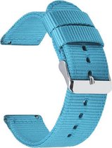 Smartwatch bandje - Geschikt voor Samsung Galaxy Watch 3 45mm, Gear S3, Huawei Watch GT 2 46mm, Garmin Vivoactive 4, 22mm horlogebandje - Nylon stof - Fungus - Blauw