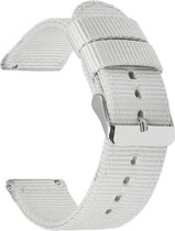 Smartwatch bandje - Geschikt voor Samsung Galaxy Watch 5 (incl. Pro) en Galaxy Watch 4, Watch 3 41mm, Active 2, 20mm horlogebandje - Nylon Stof - Fungus - Wit