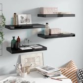 Wandschappen - 4 Stuks - Zwevend - Hoogglans Zwart - Slaapkamer - industrieel - 5 Sterren luxe