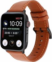 Geschikt voor Apple Watch bandje 42 / 44 / 45 / 49 mm - Series 1 2 3 4 5 6 7 8 SE Ultra - Smartwatch iWatch horloge band - 42mm 44mm 45mm 49mm - Fungus - PU Leer - Bruin