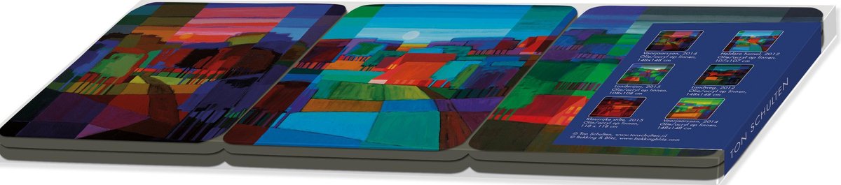 Bekking & Blitz - Onderzetters voor glazen - Onderzetters - Ton Schulten - set van 6 stuks - Kurk - Uniek design - Kunst