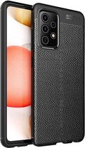 Samsung Galaxy A52 / A52s hoesje - MobyDefend TPU Gelcase - Lederlook - Zwart - GSM Hoesje - Telefoonhoesje Geschikt Voor: Samsung Galaxy A52 / Galaxy A52s