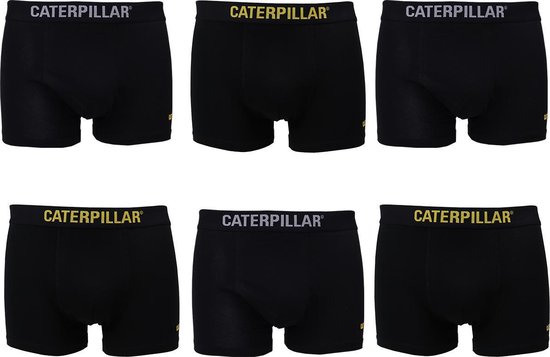 CAT Heren Boxershorts 6 Pack Effen Zwart - Maat XL