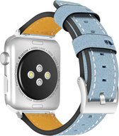 Geschikt voor Apple Watch bandje 42 / 44 / 45 / 49 mm - Series 1 2 3 4 5 6 7 8 SE Ultra - Smartwatch iWatch horloge band - 42mm 44mm 45mm 49mm - Fungus - PU Leer - Blauw - Sleeve