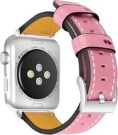 Geschikt voor Apple Watch bandje 42 / 44 / 45 / 49 mm - Series 1 2 3 4 5 6 7 8 SE Ultra - Smartwatch iWatch horloge band - 42mm 44mm 45mm 49mm - Fungus - PU Leer - Roze - Sleeve