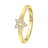 Lucardi - Meisjes - Kinder ring met plating - Zirkonia - Cadeau - Echt Zilver - Goudkleurig