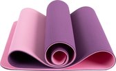 PrimeFit multicolor rubberen yogamat - fitness mat - yoga mat - beide kanten antislip - paars/roze  - 183 x 63 x 0.6 cm