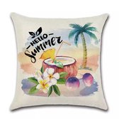 Kussenhoes Zomer - Hello Summer - Kussenhoes - 45x45 cm - Sierkussen - Polyester