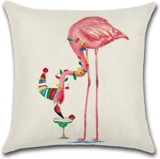 Kussenhoes Flamingo - Abaia - Kussenhoes - 45x45 cm - Sierkussen - Polyester