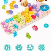 Boby Smartgame 3-in-1 Rekenen & Kleuren & Vormen & Nummer Vormenpuzzel - Tellen en stapelen - Wooden Blocks, Puzzle, Children Toy for Toddlers, Montessori Toys from 3–7 Years, Ideal Montessori - Early Education Toy for Counting Numbers