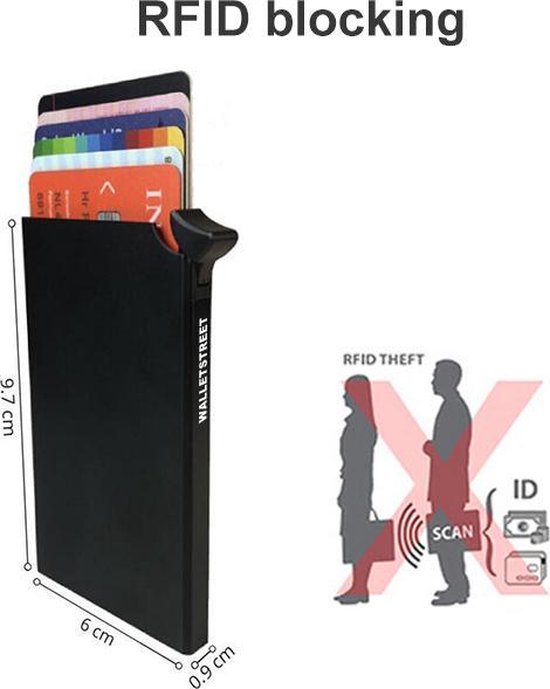 Basic Walletstreet Creditcardhouder / RFID Card Protector - 7 Pasjes - Zwart-Card Protector - Merkloos