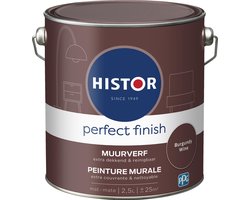 Histor Perfect Finish Muurverf Mat - Perfecte Dekking - Geurarm - 2.5L - Burgundy Wine - Donkerrood