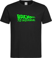 Zwart T shirt met Groen logo " Back To Normal " print size XL