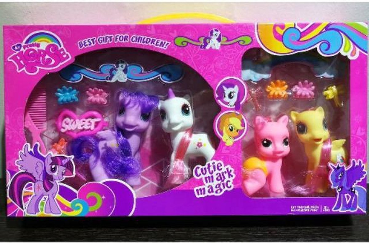 Ponysetje met unicorn en haaraccessoires 4in1 My Pretty Horse Pony eenhoorn