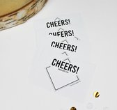 Ideefabriek - ‘Cheers’ wijn- en bieretiket – 5 stuks - Origineel Cadeau - Trouwbedankje - Bekendmaken Zwangerschap - Cadeau geven - Verjaardag - Trouwen - Baby