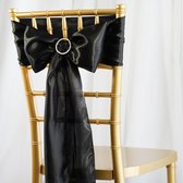 2 x bruiloft satijnen stoel decoratie strik zwart