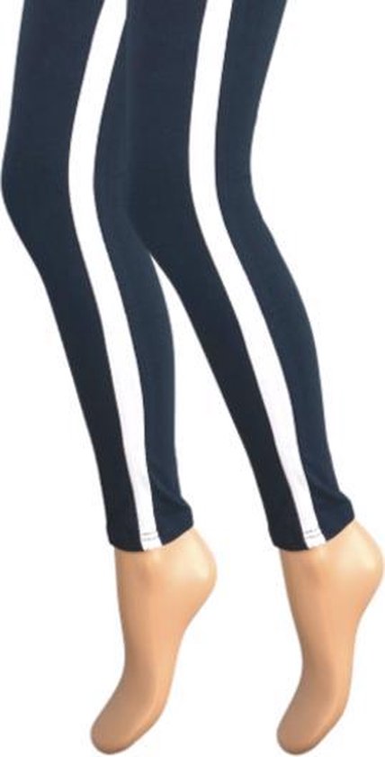 Dames legging Katoen Witte streep Marine Maat XXL bol - Main Image