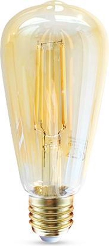 Lampe LED à filament dimmable - Pack Avantage - 2 pièces - Couleur de lumière blanc Extra chaud 2200K - Revêtement ambre - 6W - Forme : Edison ST64