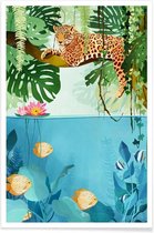 JUNIQE - Poster Welcome to the Jungle -13x18 /Groen & Oranje