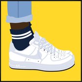 JUNIQE - Poster met kunststof lijst Force One -50x50 /Geel & Wit