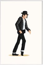 JUNIQE - Poster met kunststof lijst Moonwalk dans -30x45 /Wit & Zwart