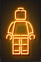 JUNIQE - Poster met kunststof lijst Neon Lego -13x18 /Oranje & Zwart
