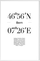 JUNIQE - Poster met kunststof lijst Coördinaten Bern -20x30 /Wit &