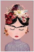 JUNIQE - Poster in kunststof lijst Frida Pastell -40x60 /Paars & Roze