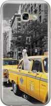 Samsung Galaxy A5 2017 siliconen hoesje - Lama in taxi - Soft Case Telefoonhoesje - Grijs - Print