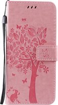 Samsung Galaxy A40 Bookcase | Roze | Bloemen | Portemonnee Hoesje