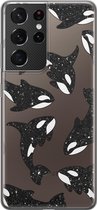 Samsung Galaxy S21 Ultra siliconen hoesje - Orka - Soft Case Telefoonhoesje - Transparant - Print