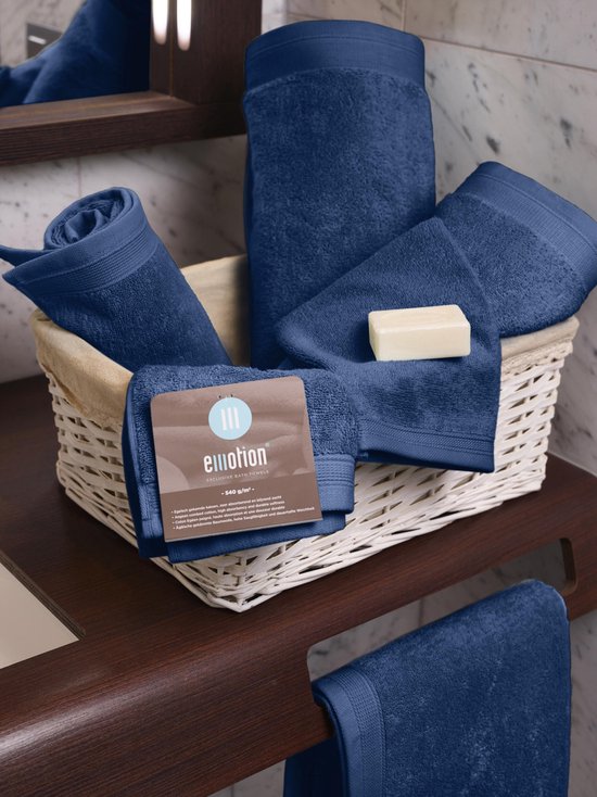 Bamatex Home Textiles - Collection Emotion - Débarbouillette - BLEU MARINE - lot de 6 pièces - Coton peigné Égée - 540 g / m2