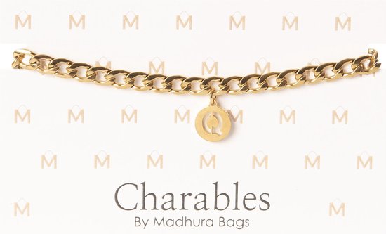 Charables by Madhura Bags Armband Elegance Goud – Waterproof – Hypoallergeen – RVS - Naamletter Q