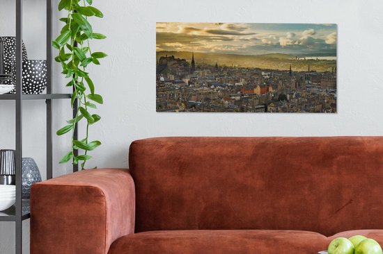 Canvas schilderij 80x40 cm - Wanddecoratie Centrum - Edinburgh - Oud - Muurdecoratie woonkamer - Slaapkamer decoratie - Kamer accessoires - Schilderijen op canvas