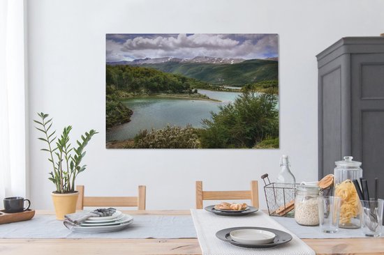Belle nature verdoyante dans les collines du parc national Tierra del Fuego Toile 120x80 cm - Tirage photo sur toile (Décoration murale salon / chambre)