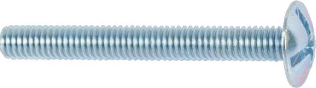 Laagbolkopschroef met Moer. M4x40mm. lang. Gegalvaniseerd. 12 stuks. Ifix.
