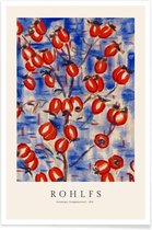 JUNIQE - Poster Rohlfs - Rosehips -30x45 /Blauw & Rood