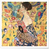 JUNIQE - Poster Klimt - Lady with Fan -30x30 /Kleurrijk