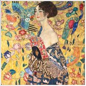 JUNIQE - Poster met kunststof lijst Klimt - Lady with Fan -20x20