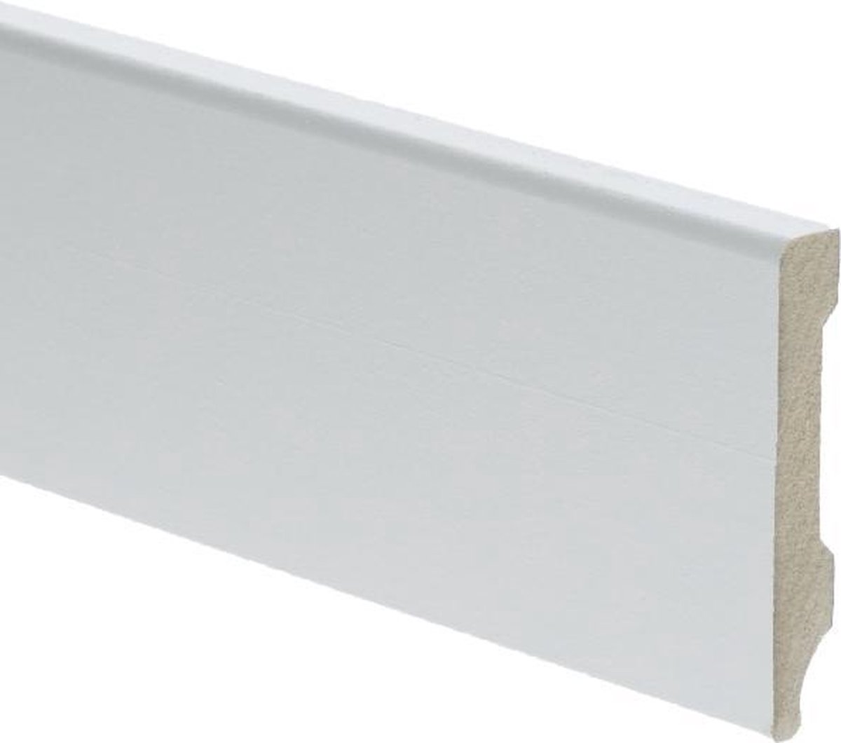 Hoge plinten - MDF - Moderne plint 55x9 mm - Wit - Voorgelakt - RAL 9016 - Per 5 stuks 2,4m