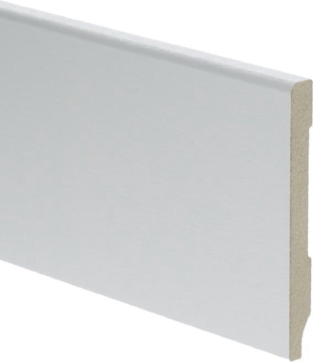 Hoge plinten - MDF - Moderne plint 90x9 mm - Wit - Voorgelakt - RAL 9010 - Per 5 stuks 2,4m