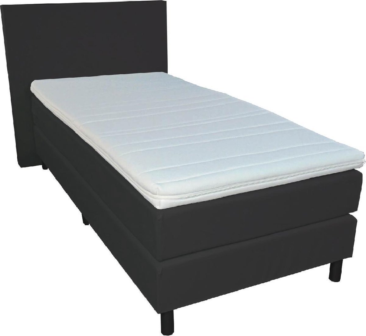 Slaaploods.nl Anda - Boxspring inclusief matras - 80x210 cm - Kunstleer - Zwart