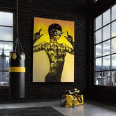 Luxe Canvas Schilderij Yellow Girl | 75x100 | Woonkamer | Slaapkamer | Paint | Design | Art | Modern | ** 4CM DIK! 3D Effect**
