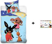 Bing Bunny peuter dekbedovertrek 100x135cm | 100% katoen met deur naamsticker