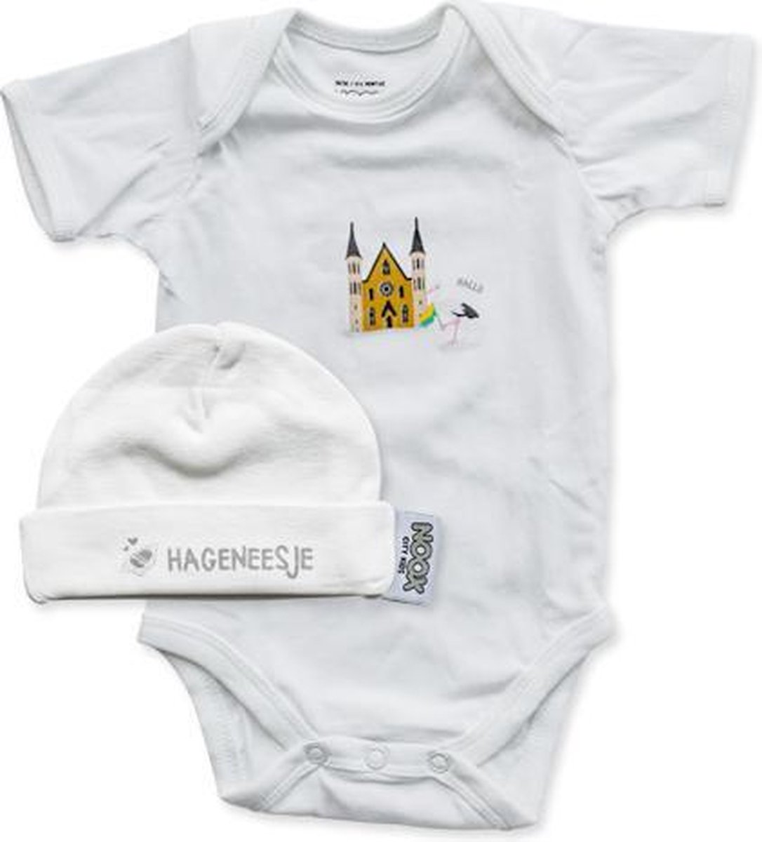 Goedkoopste Combideal Den Haag met rompertje 3-6 mnd en babymutsje - 100 katoen - fairly made - duurzaam en origineel kraamcadeau