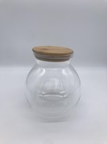 Pot de rangement en Verres TRENDMAX avec couvercle en bambou| Forme : ronde| Couvercle : 10 cm de diamètre, hermétique| Contenu : 1750 ml