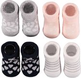 Apollo Babysokken Giftbox New Born Katoen Grijs/roze/zwart 4 Paar