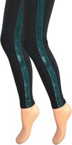 Dames legging - Katoen - Fluweel streep - Groen - Maat L/XL