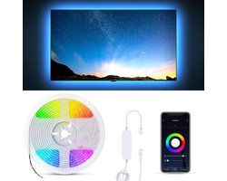 B.K.Licht - LED Strip smart - 2 meter - voor TV en PC - WiFi - App controle - USB - zwart - siliconencoating - zelfklevend